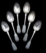 A set of six Victorian silver Fiddle pattern spoons