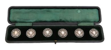 A set of six Art Nouveau silver buttons