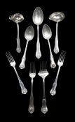 A collection of Norwegian silver Thread and Shell flatware