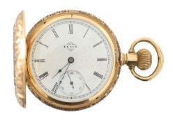 A 14K gold Elgin keyless hunter pocket watch