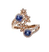 A Boodles 18ct rose gold sapphire and diamond dress ring