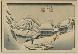 After Utagawa Hiroshige, 'Evening Snow at Kanabara'