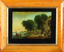 A reverse glass mezzotint