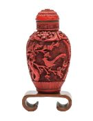 A cinnabar lacquer Chinese snuff bottle