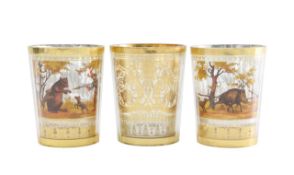 Three Bohemian zwischengoldglas beakers