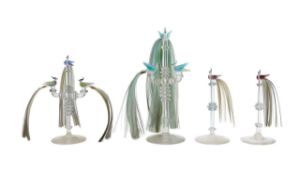A Victorian Nailsea bird glass centrepiece