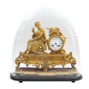 A French gilt brass figural mantel clock