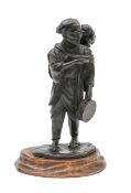 A Japanese patinated bronze okimono