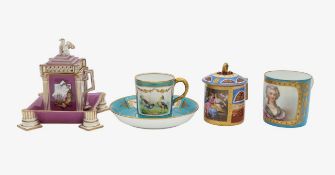 Four English and Continental porcelain tea and chocolate cups