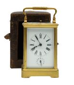A brass carriage clock