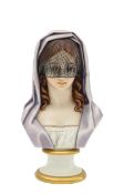 A Kerr & Binns glazed Parian bust, 'The Veiled Bride