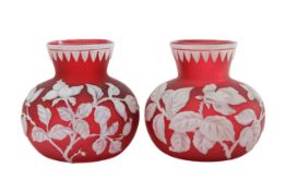 A pair of Thomas Webb & Sons cameo glass vases