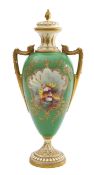 A Royal Worcester porcelain twin-handled vase and cover