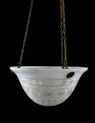 A Bohemian white cased and cut glass plafonnier