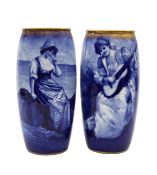 A pair of Royal Doulton blue and white porcelain vases
