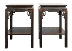 A pair of Chinese rosewood tables