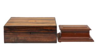 A coromandel wood sewing box and jewellery box