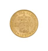 A Dutch Wilhelmina 1913 gold 10 Guilder coin