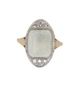 An Edwardian opal and diamond panel ring