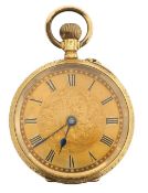An 18K gold keyless pocket watch