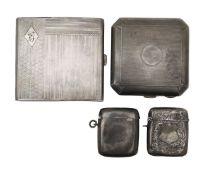 Two cigarette cases and two vesta cases