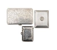 A Czechoslovakian silver case, and two English silver vesta cases