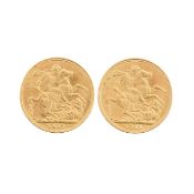 A pair of George V 1911 gold full sovereigns