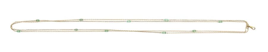 A 15ct jade, crystal and pearl guard chain necklace