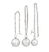 Three silver pocket watches