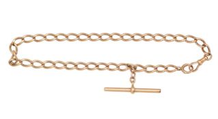 A rose gold Albert chain