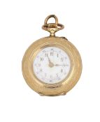 A 14ct gold ladies open faced enamelled keyless pocket watch