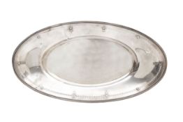A silver oval dish