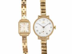 Two 9ct gold bracelet manual wind wristwatches