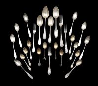 A collection of Continental silver flatware