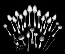 A collection of Georgian silver flatware