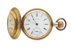 A Waltham 14K keyless hunter pocket watch