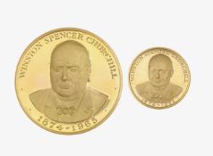 A 22ct gold Winston Churchill commemorative medal set and certificates