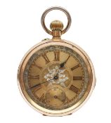 An open faced key less pocket watch