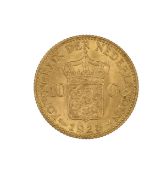 A Dutch Wilhelmina 1925 gold 10 Guilder coin
