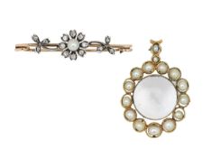 A Victorian rock crystal and natural pearl and gold locket