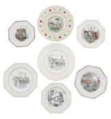 A group of seven transfer ware printed dishes