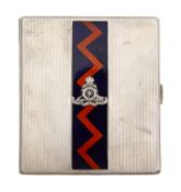 A silver Royal Artillery cigarette case,