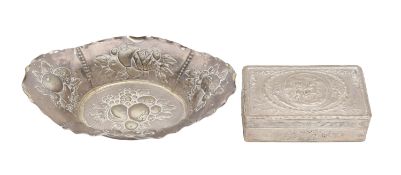 An Austrian silver box and German silver dish