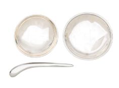 Two Danish silver dishes, and a letter opener
