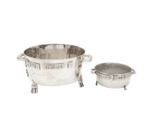 Two Arts & Crafts silver replica Winchester Bushel bowls