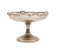 A silver pedestal dish