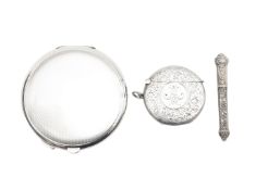 A Edward VII silver vesta, compact and pencil holder