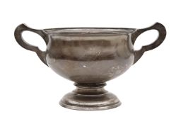 A silver twin-handled trophy cup