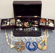 Casket Containing Various Vintage Costume Jewellery Etc all used unchecked