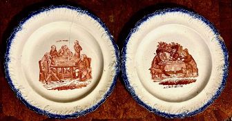 PAIR OF EARLY 19th CENTURY POTTERY PLATES, 